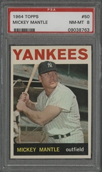 1964 Topps #50 Mickey Mantle - PSA NM-MT 8